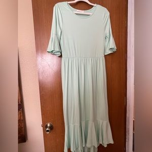 Reborn J Teal Dress with Ruffle Hems